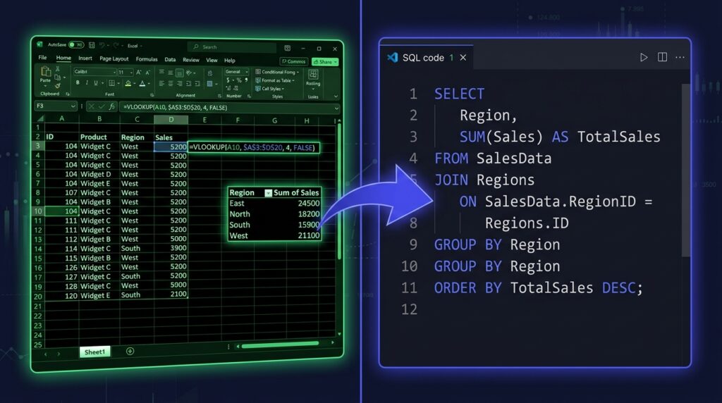 excel to sql transition